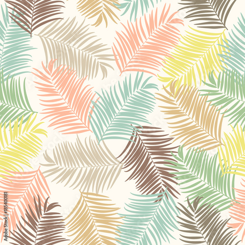 Tropical palm leaves vector seamless pattern © Artlu