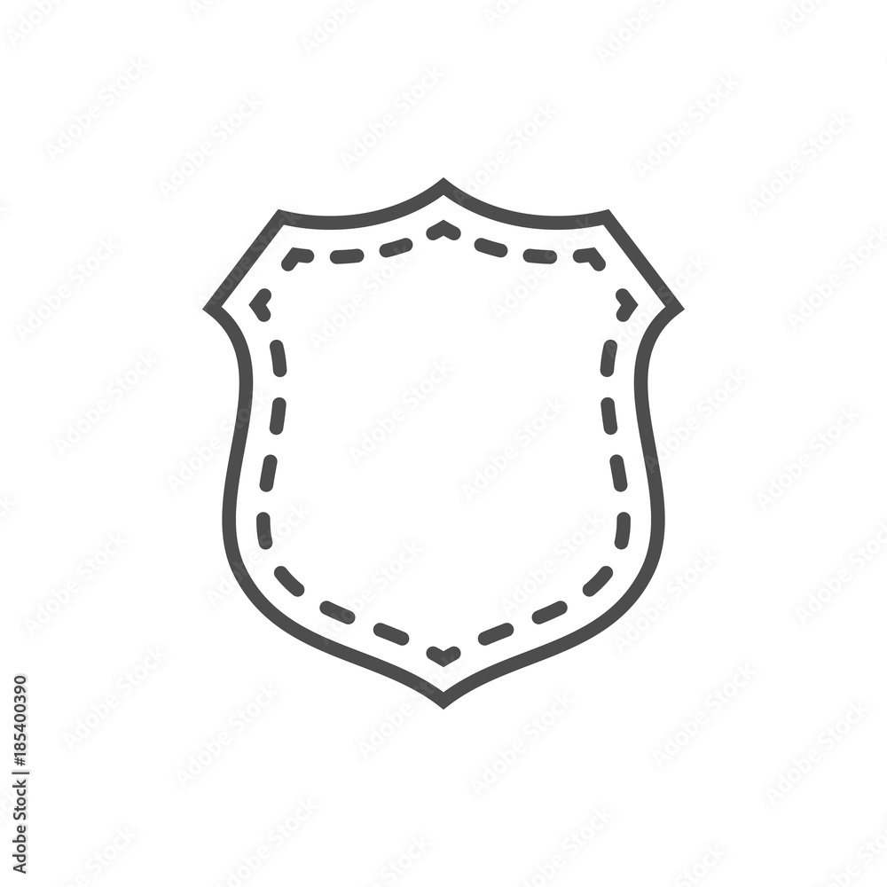 Shield shape icon. Black silhouette sign isolated on white. Symbol of protection, arms, coat honor, security, safety. Flat retro style design. Element vintage heraldic emblem. Vector illustration