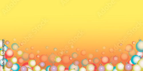 flying multicolored balls on an orange-yellow background