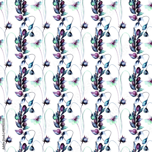 Seamless wallpaper with wild flowers