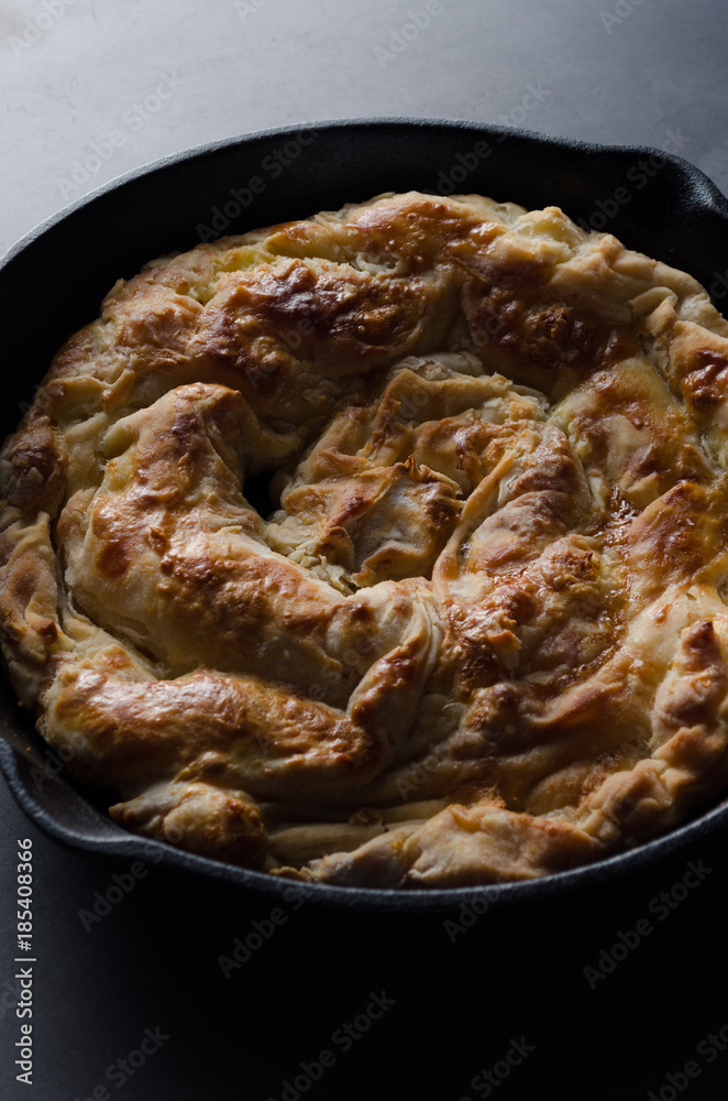 Homemade cheese pie - banitsa. Homemade cheese pie - banitsa.