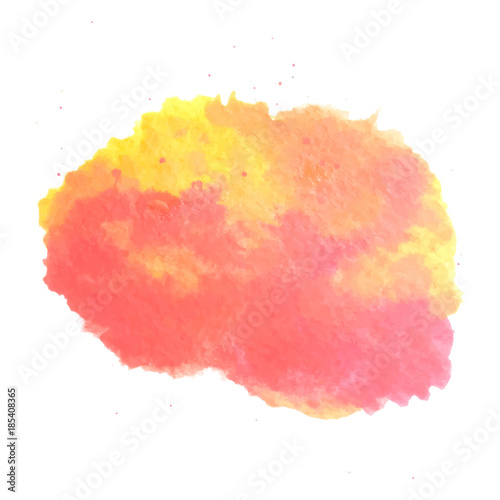 Abstract watercolor art hand paint isolated on white background. Watercolor stains. Square red orange watercolour splash