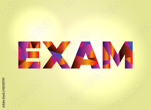 Exam Concept Colorful Word Art Illustration