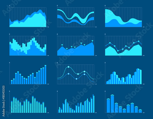 Business charts and graphs infographic elements vector illustration.