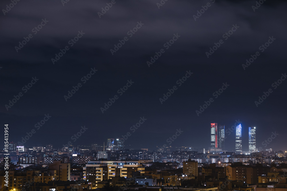 Fototapeta premium Madrid Spain, panoramic Cityscape in the night