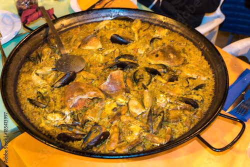 Paella Valenciana with seafood