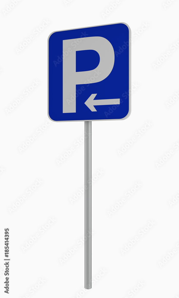 Deutsches Verkehrsschild: Parken in pfeilrichtung (links) erlaubt, auf weiß isoliert. Deutsches Verkehrsschild: Parken in pfeilrichtung (links) erlaubt, auf weiß isoliert.