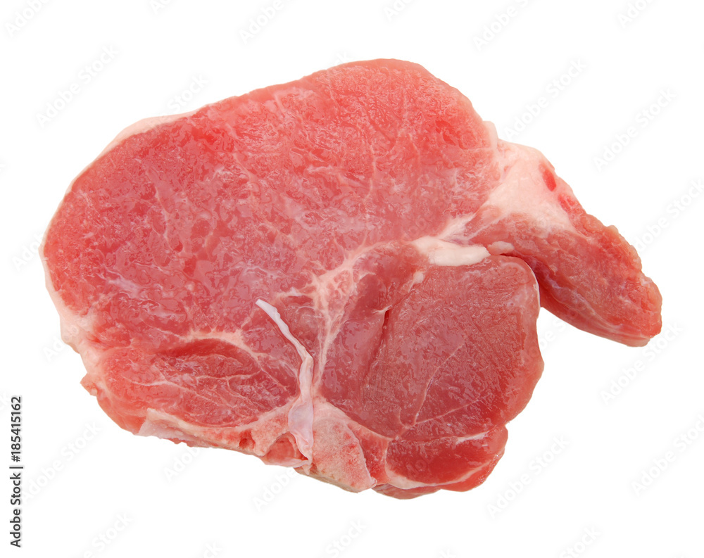 fresh pork chop meat slice isolated on white fresh pork chop meat slice isolated on white