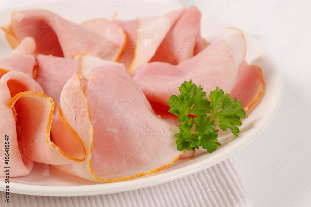 slices of pork ham
