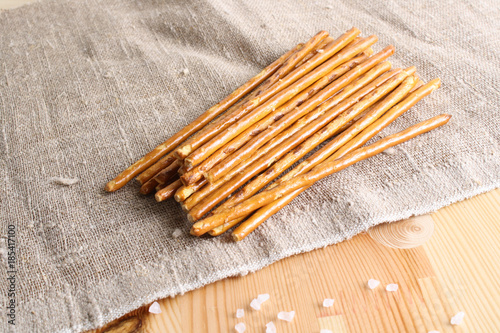 sticks bread salted on a wooden
