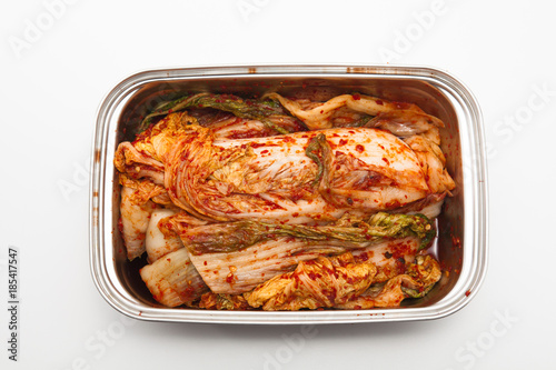 Kimchi in container isolated