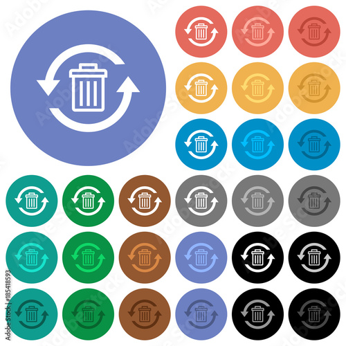 Undelete round flat multi colored icons