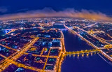 Panorama of St. Petersburg. City lights from a height. Scheme of the city SAINT PETERSBURG. Russia