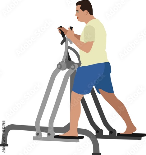male making exercises with sports equipment