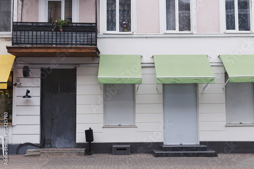 Front of a building. Restaurant, store concept
