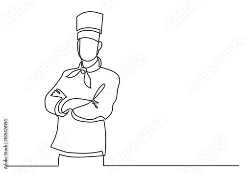continuous line drawing of confident chef standing Stock Vector | Adobe ...