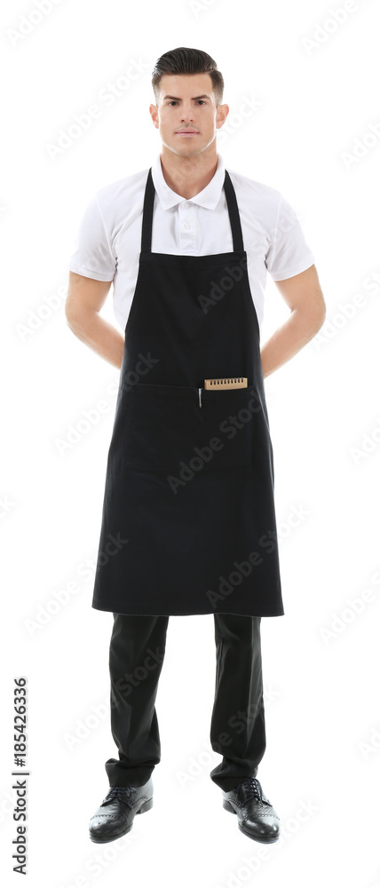 Handsome waiter on white background Handsome waiter on white background