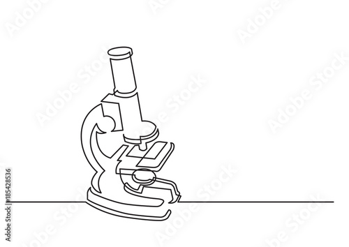 one line drawing of isolated vector object - scientific microscope