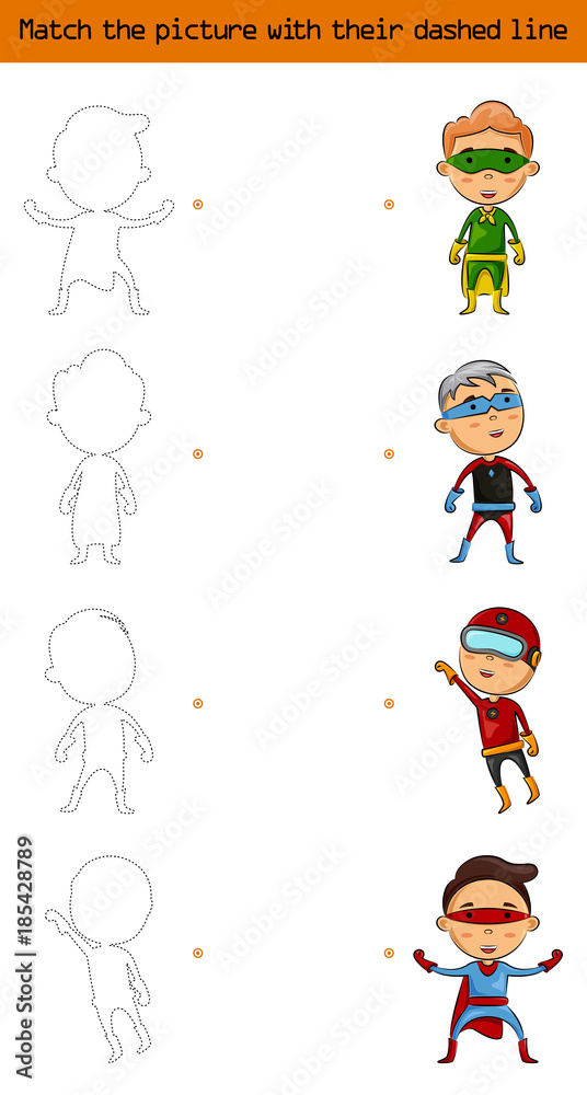 Match the picture (set of character superhero kids) Match the picture (set of character superhero kids)