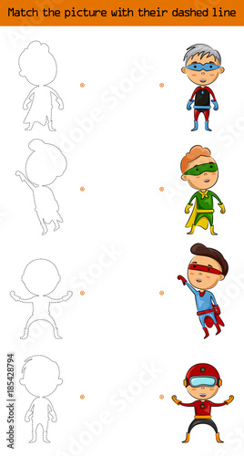 Match the picture (set of character superhero kids)