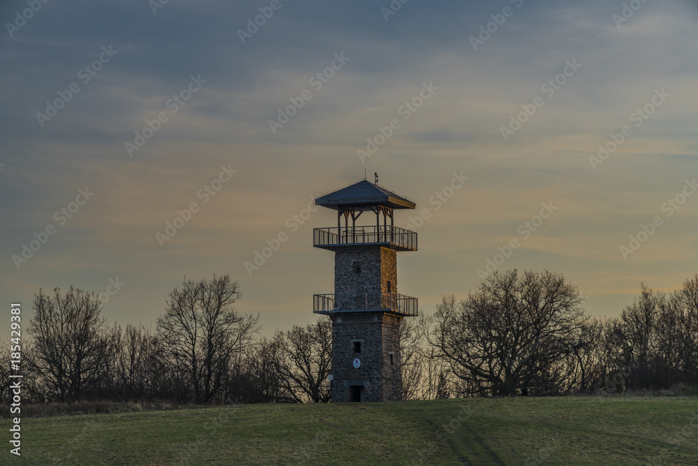 Erbenova observation tower in sunset evening Erbenova observation tower in sunset evening