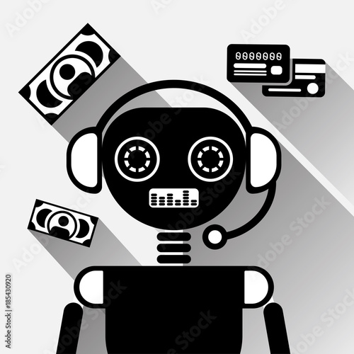 Chatbot Mobile Payment Service Icon Concept Black Chat Bot Or Chatterbot Online Support Technology Vector Illustration