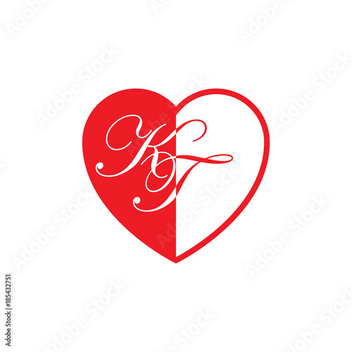 initial two letter love half shape