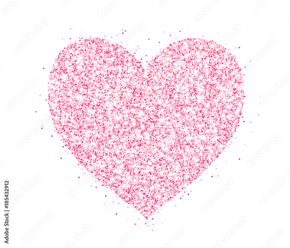 Pink glitter heart frame, border. Vector dust isolated on white Stock ...