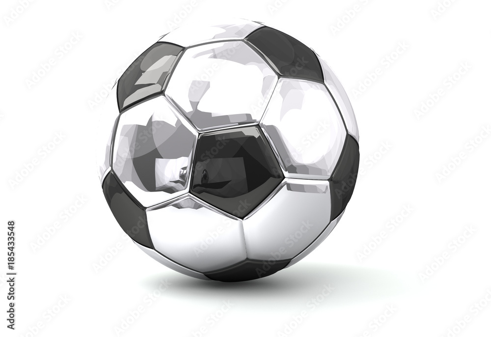 Fototapeta premium silver soccer football ball 3d rendering isolated