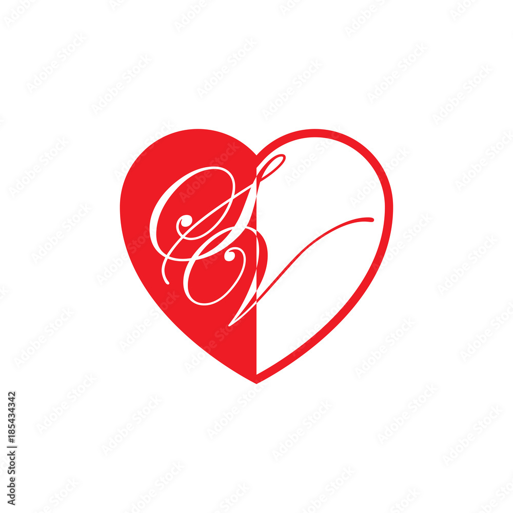 initial two letter love half shape initial two letter love half shape