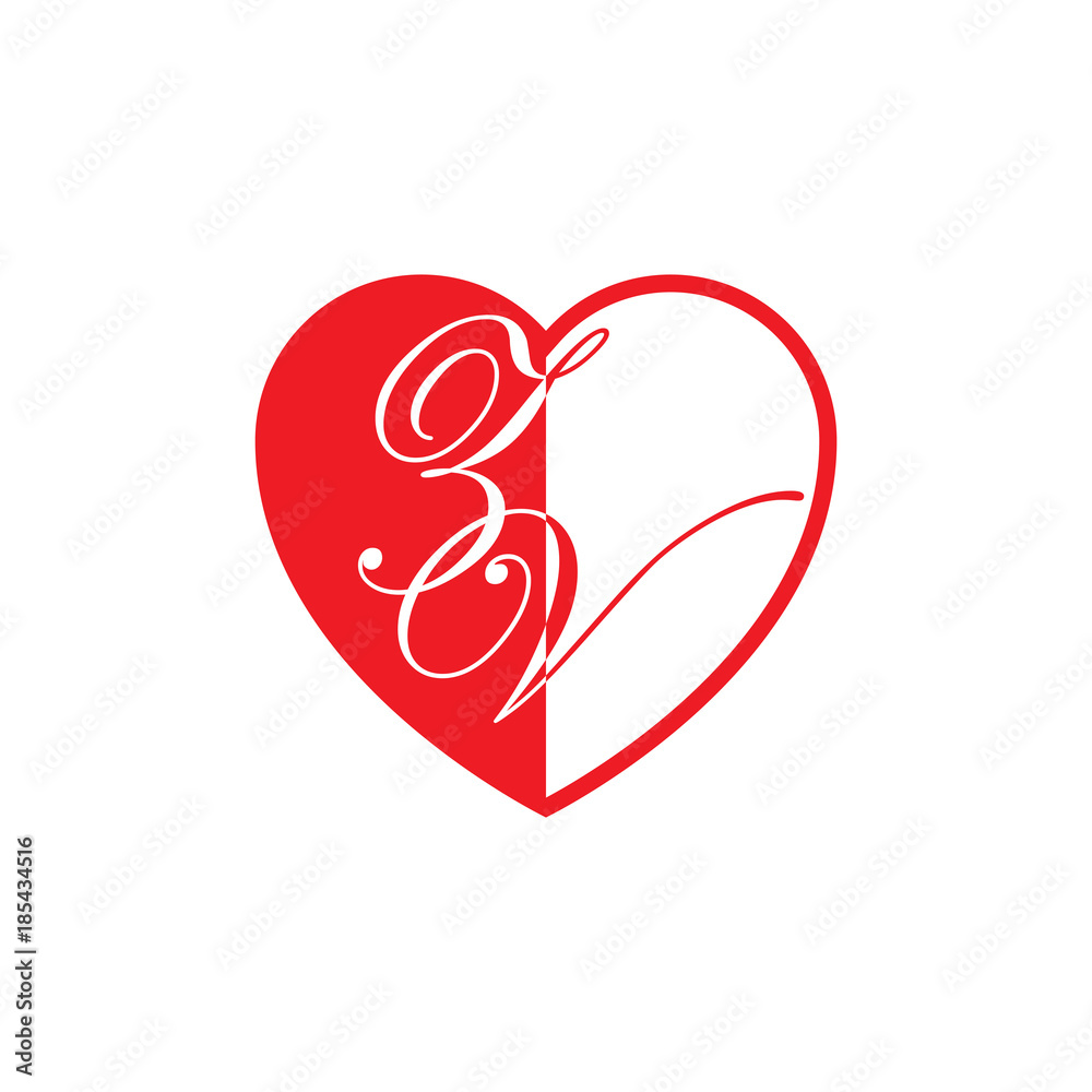 initial two letter love half shape initial two letter love half shape