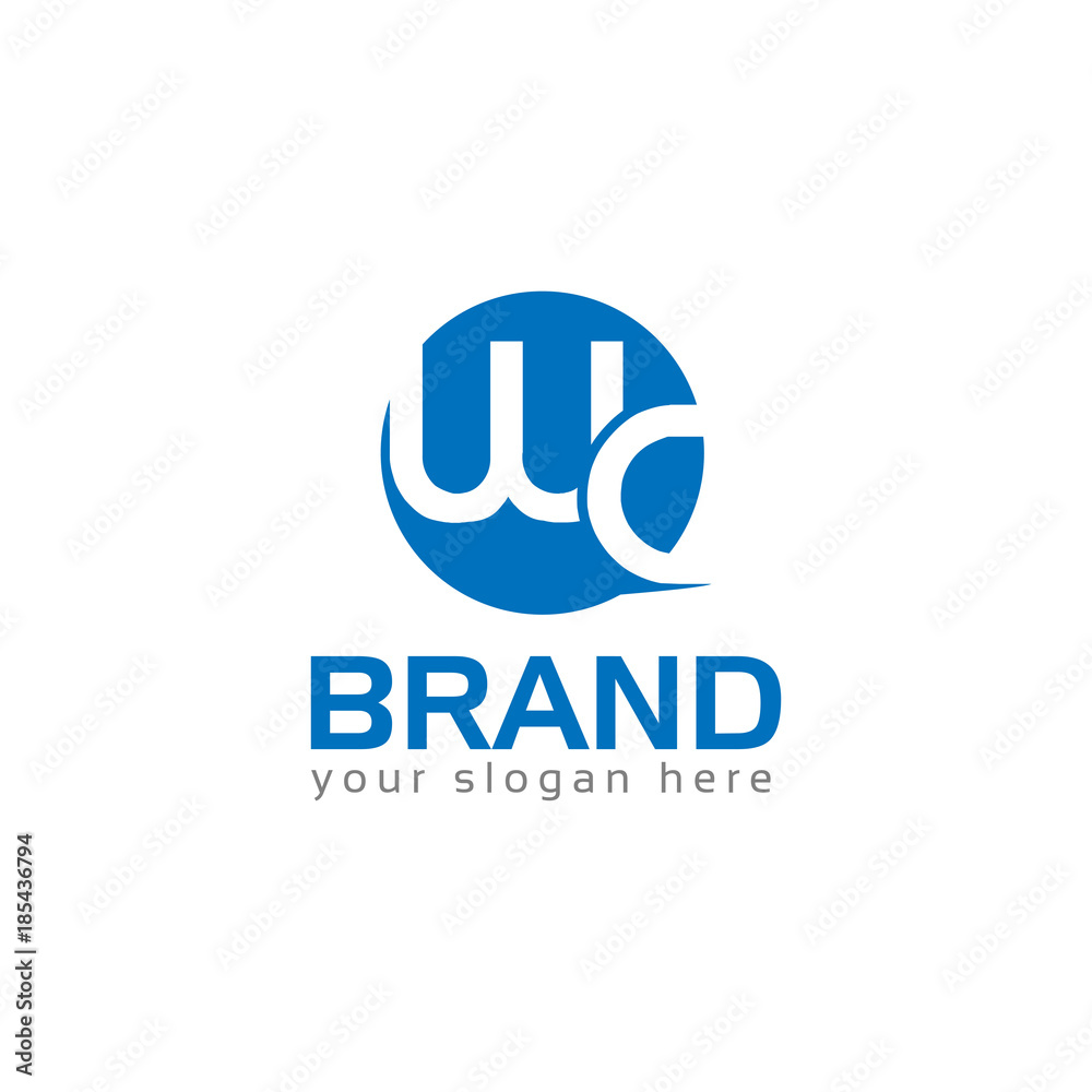 Obraz premium Letter WC, WC letter logo in circle. Flat logo design.