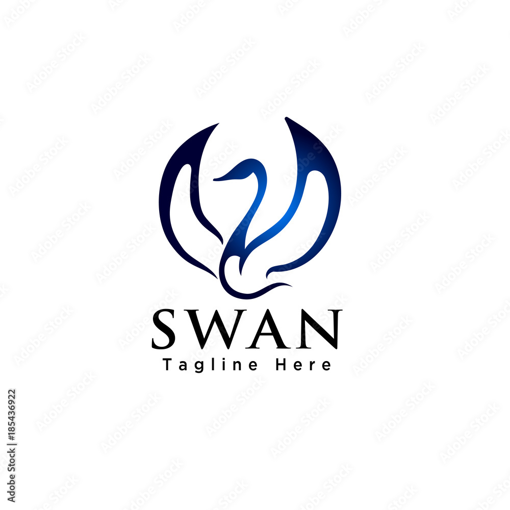 Simple abstract flying swan logo