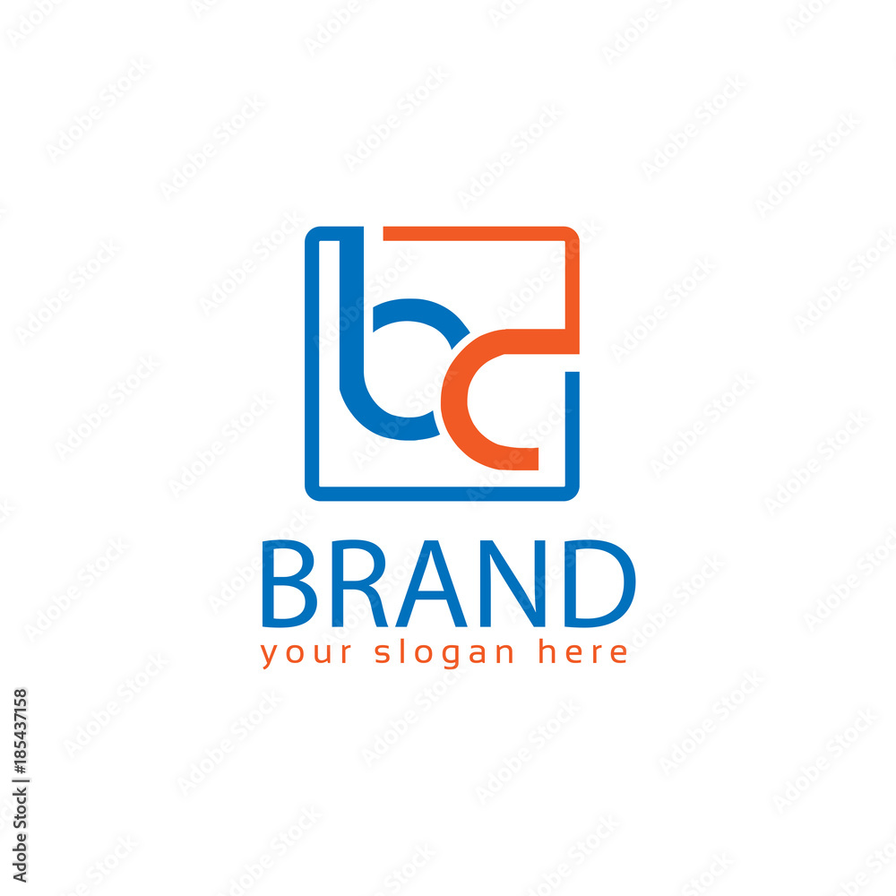 Letter BC, BC letter logo in rectangular . Flat logo design Letter BC, BC letter logo in rectangular . Flat logo design