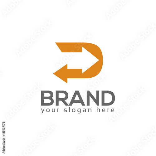 D letter with arrow vector icon