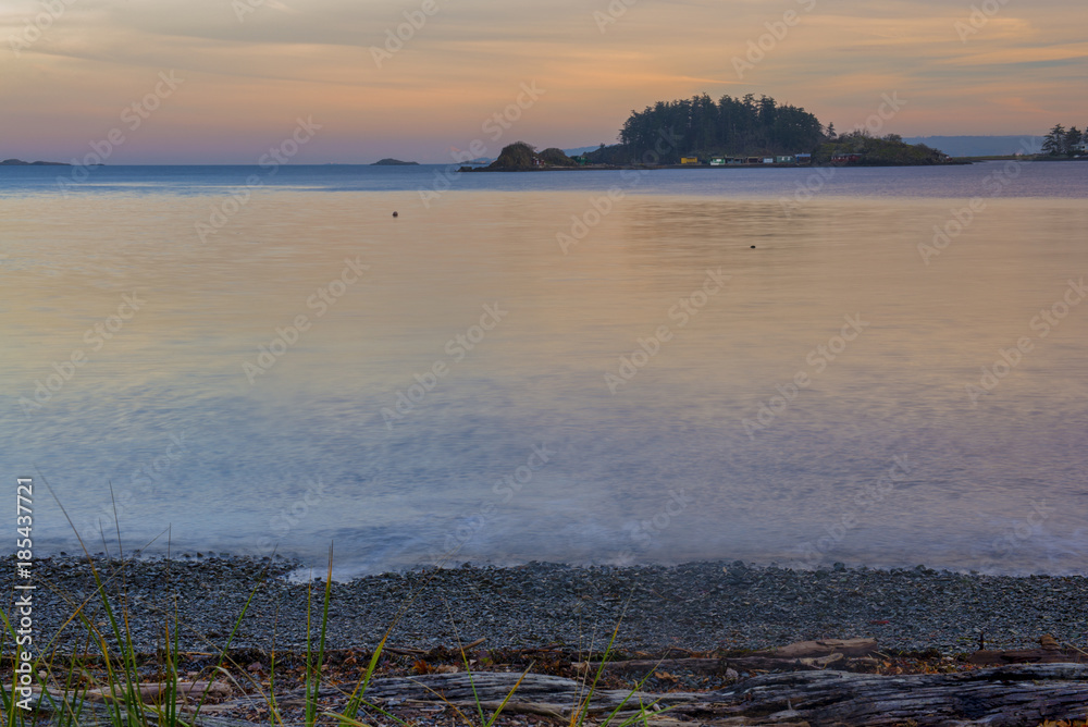 Ocean view from Neck Point park in Nanaimo at sunset, Vancouver Island