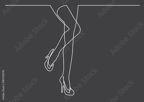 continuous line drawing of sexy woman legs in high heels