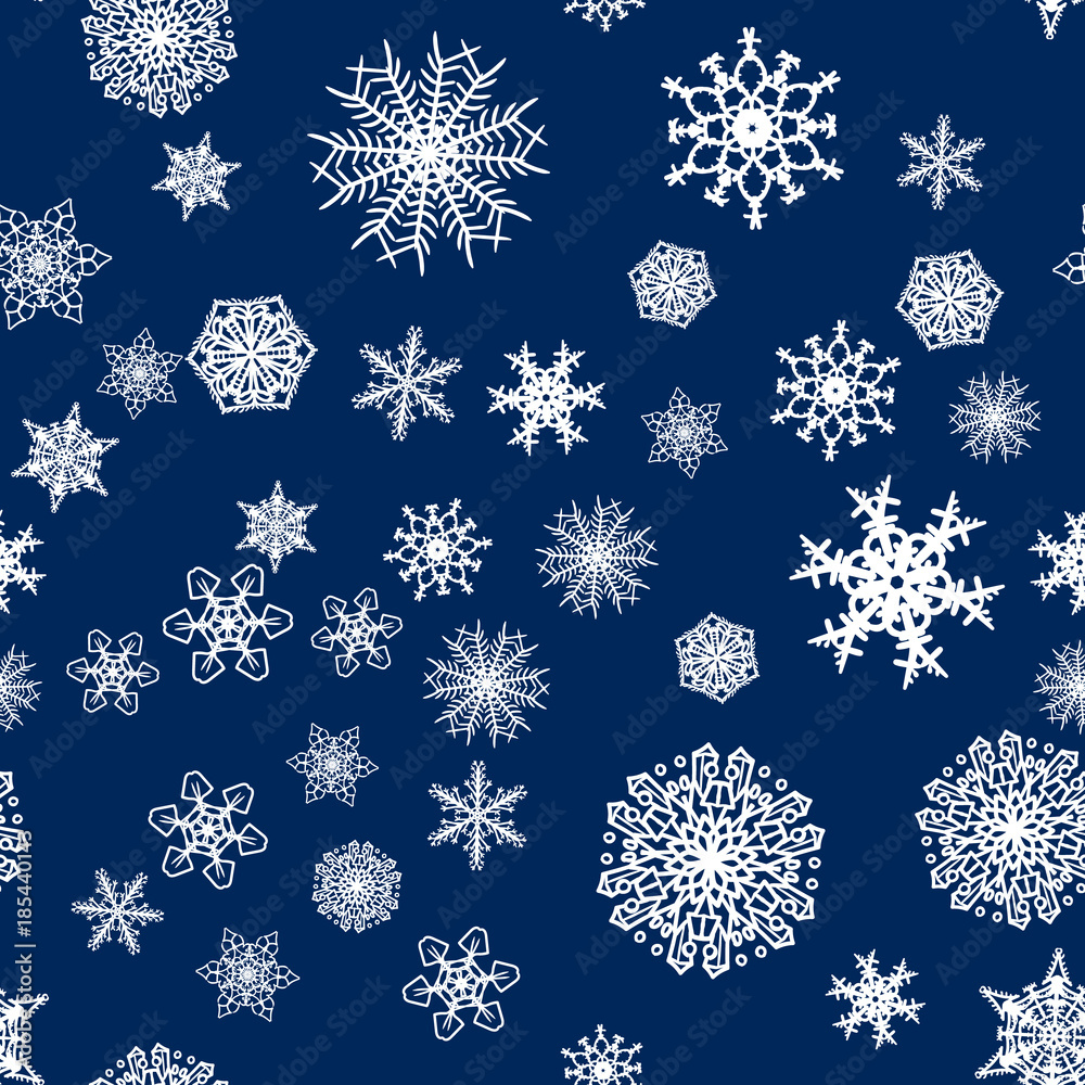 Christmas snow seamless pattern with beautiful snowflakes Christmas snow seamless pattern with beautiful snowflakes
