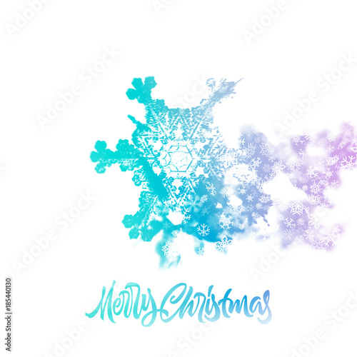 Christmas snowflake with double exposure effect adding falling snow