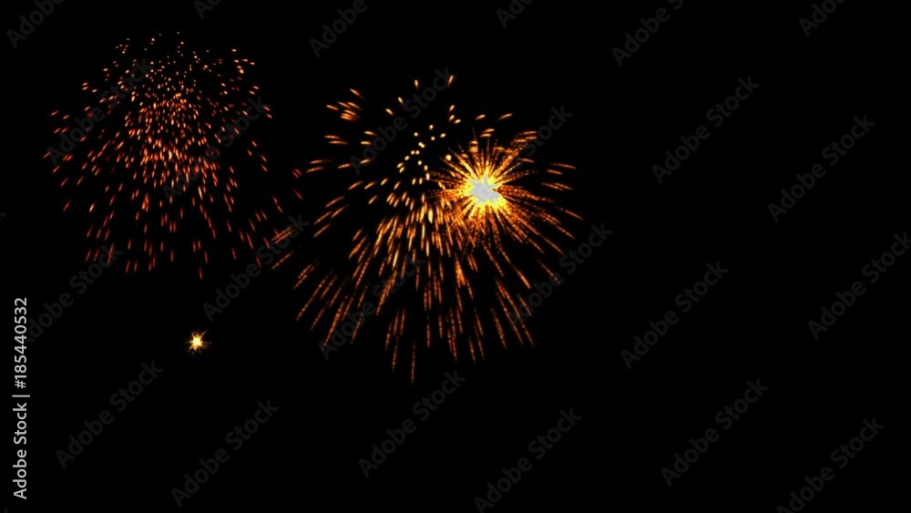 Golden fireworks display, holiday night. Multiple fireworks explosion in the night sky. Celebration, bright, vivid lights, abstract background, animation, seamless loop Golden fireworks display, holiday night. Multiple fireworks explosion in the night sky. Celebration, bright, vivid lights, abstract background, animation, seamless loop