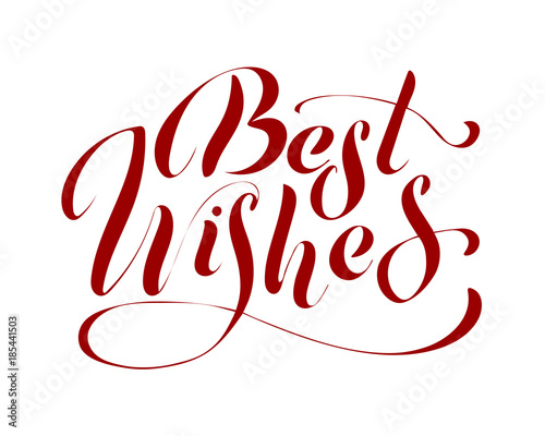 Best wishes - hand lettering inscription to winter holiday design, black and white ink calligraphy