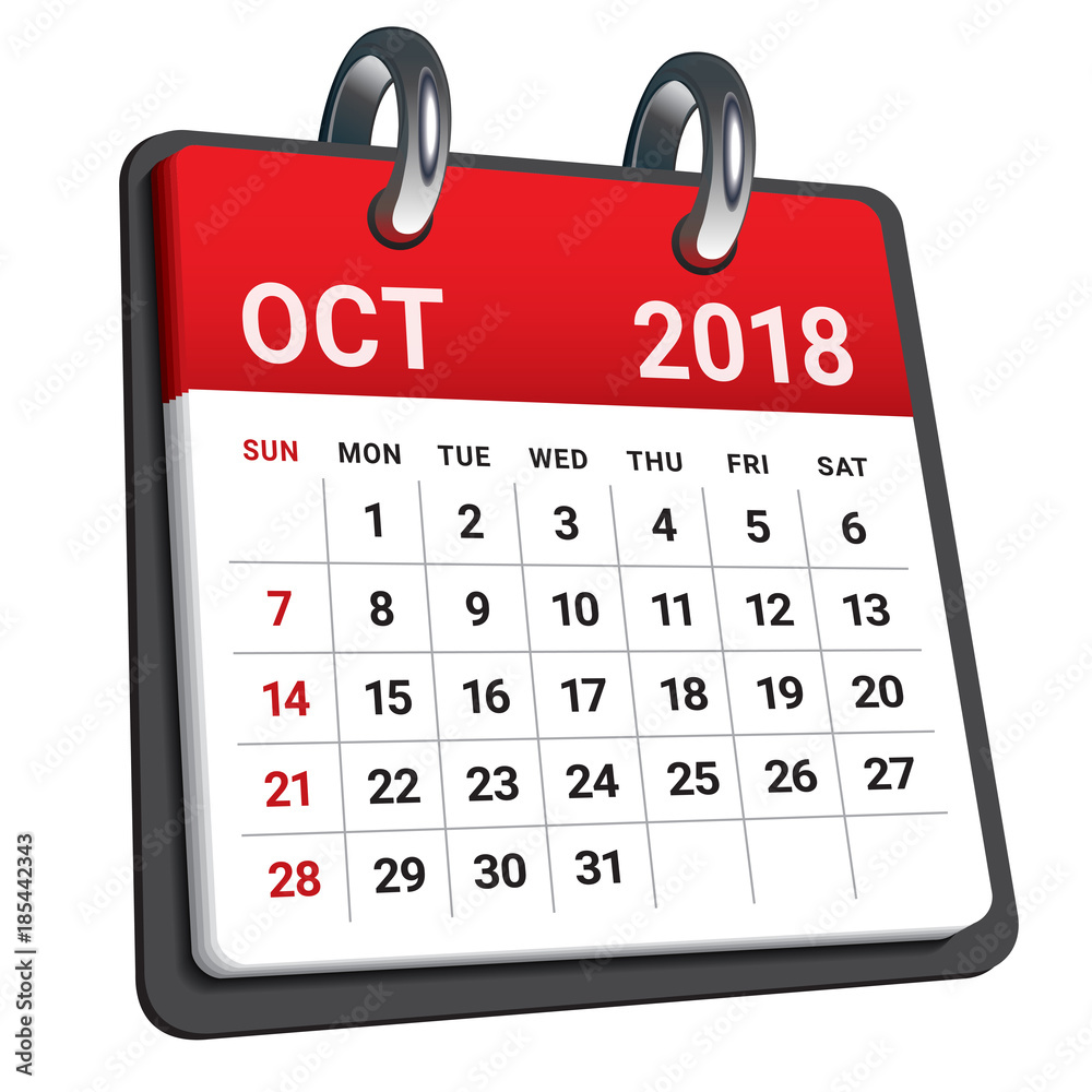 October 2018 calendar vector illustration Stock Vector | Adobe Stock