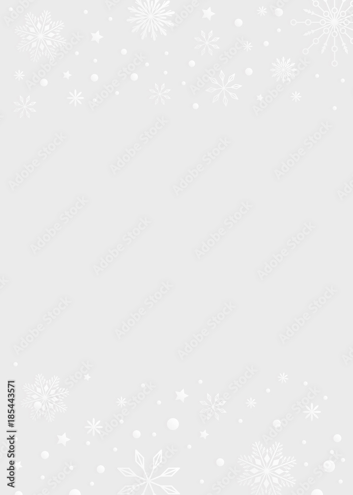 Light gray color template background with snowflake and snow border Light gray color template background with snowflake and snow border