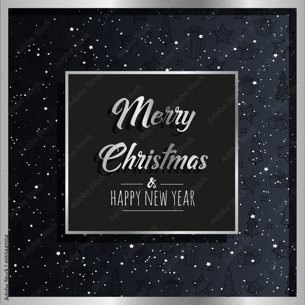 Merry Christmas and Happy New Year. Background with stardust and silver. Vector illustration.