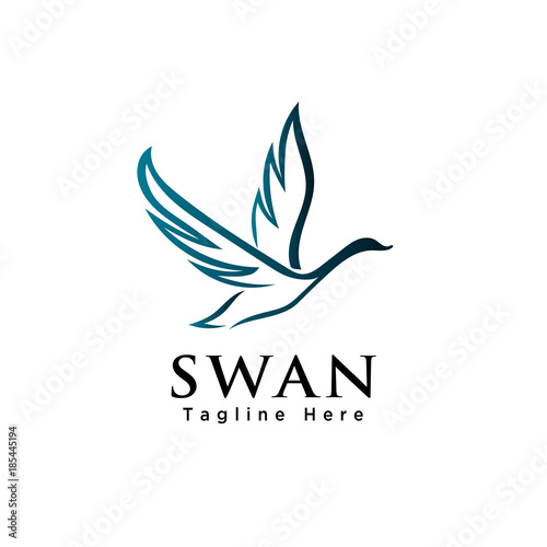 line art lying swan logo