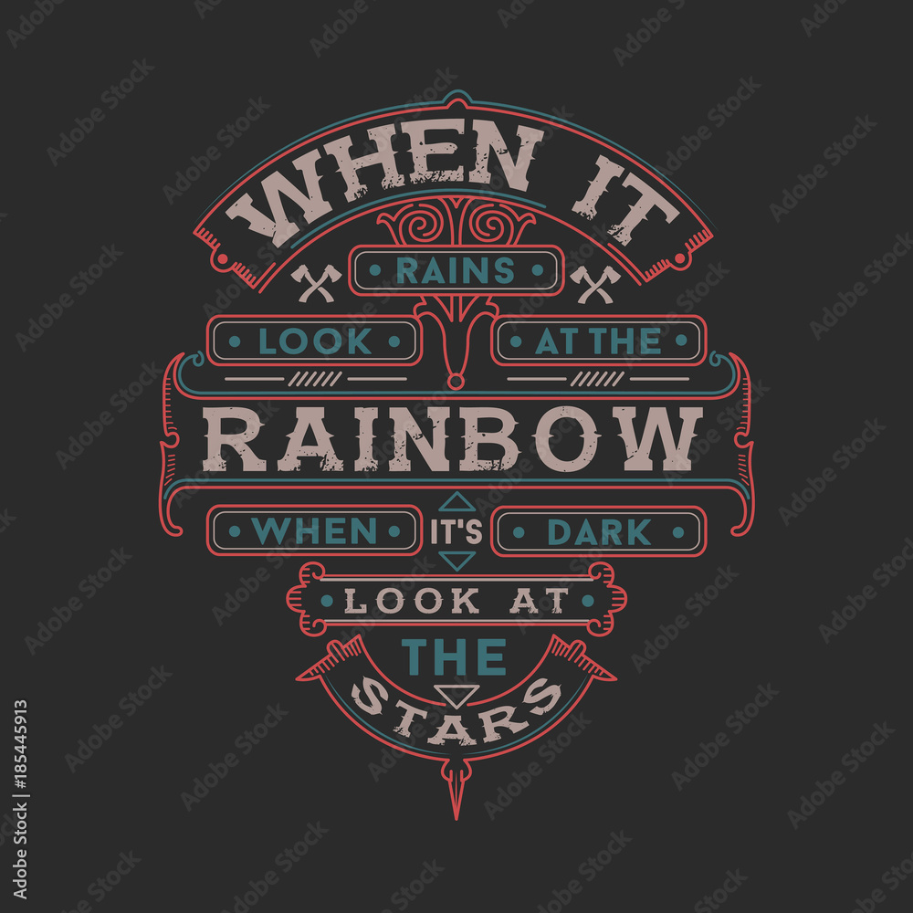 Rainbow And Stars Typography Design