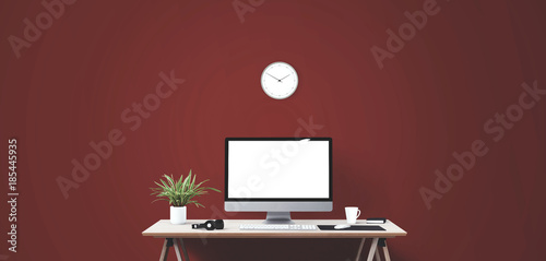 Desktop computer screen isolated. Modern creative workspace background.. Mockup Scene Creator