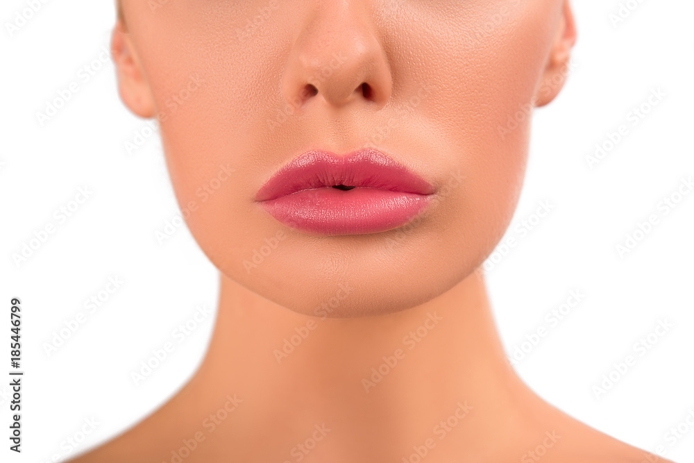 Beautiful Perfect Lips. Sexy Mouth close up. Beauty young woman Lips. Close up over white background Beautiful Perfect Lips. Sexy Mouth close up. Beauty young woman Lips. Close up over white background