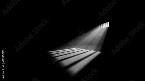 Billede på lærred Gloomy Jail Window Light