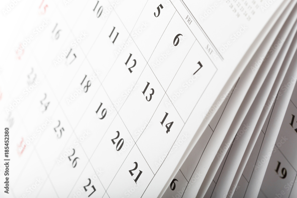Calendar pages close up business time concept Calendar pages close up business time concept